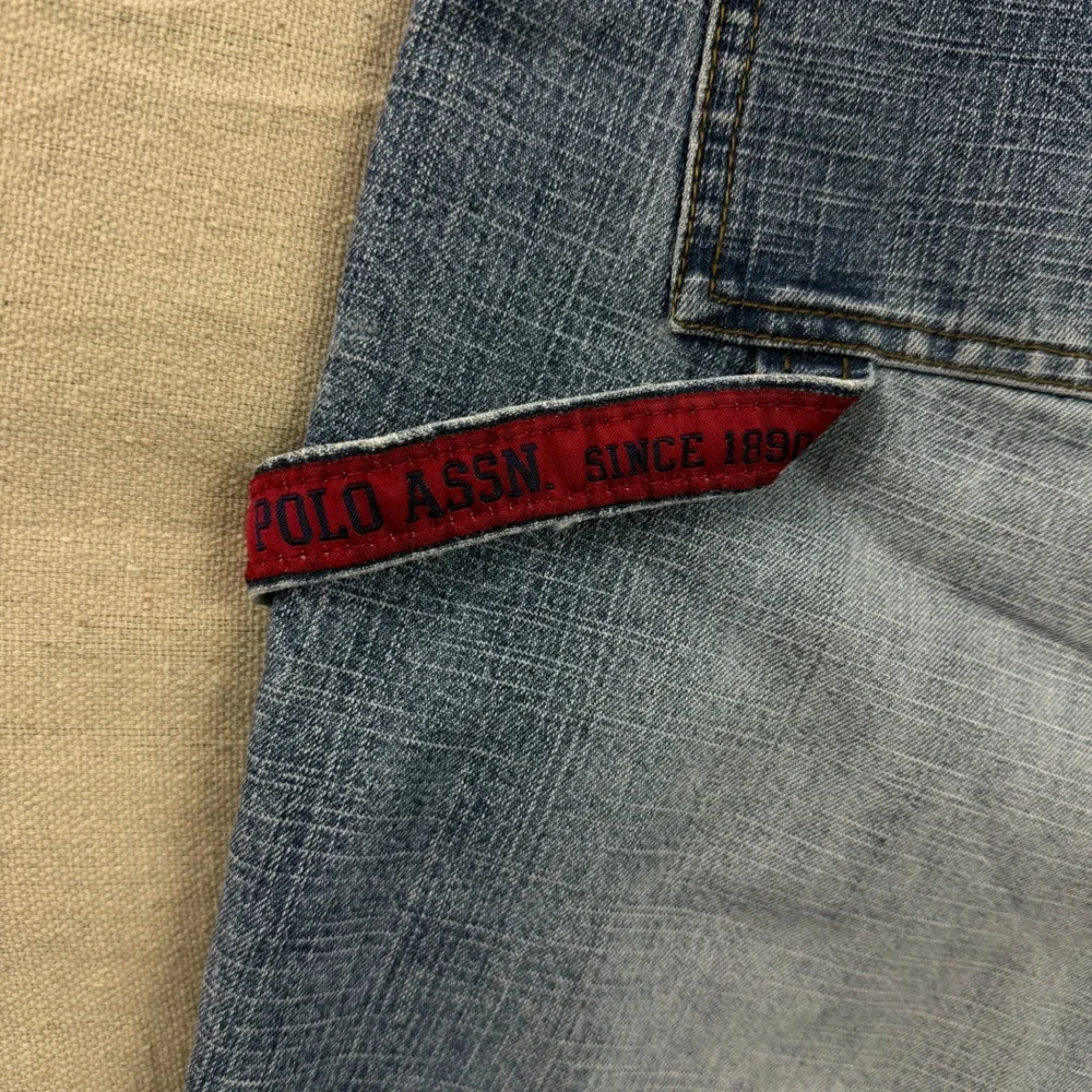 U.S. Polo Assn. Carpenter‎ Jeans Mens 40x30 Blue Light Wash Hammer Loop Denim